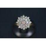 Impressive Ladies 18ct Gold Diamond Cluster ring 1.5ct total Diamond weight. 6.6g total weight