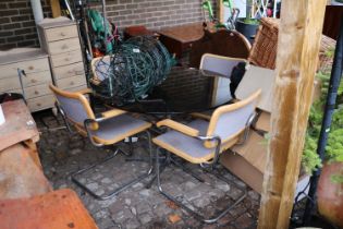 Mid Century Primo Furniture Chrome framed Glass topped circular table and a Set of 4 matching chairs