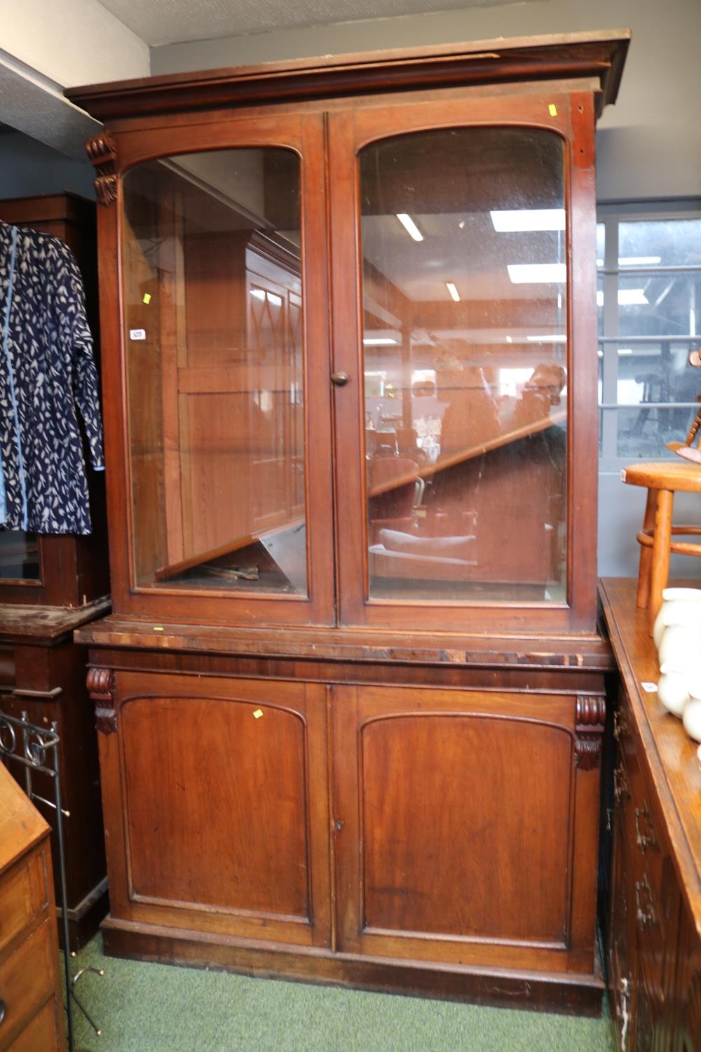 Victorian Mahogany Glazed Dresser of 2 drawers and cupboard base. 130cm in Width - Image 2 of 2