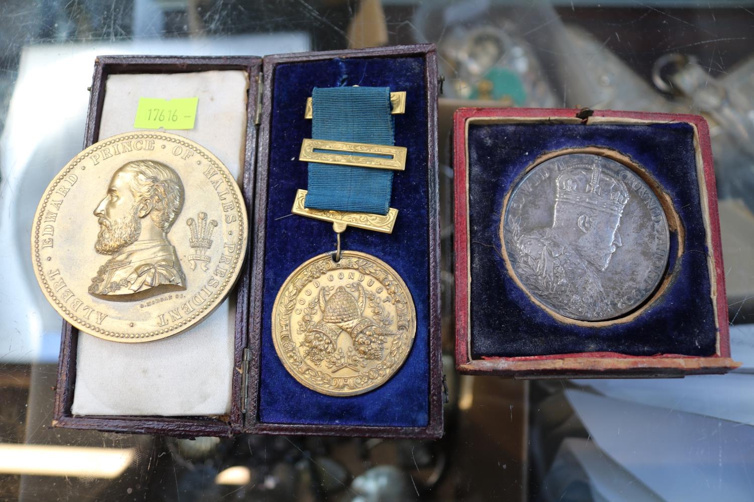 Boxed Good Conduct Reward of Merit, Edward VII 1902 Silver Medallion and a Prince of Wales