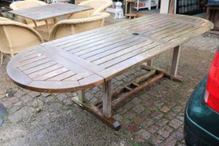 Long Teak Garden Table with removable D Ends