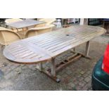 Long Teak Garden Table with removable D Ends