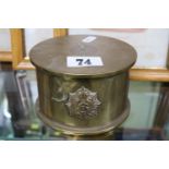 The Somme September 1916 4.5 Howitzer Brass Trench Art Shell tobacco jar with applied badge and