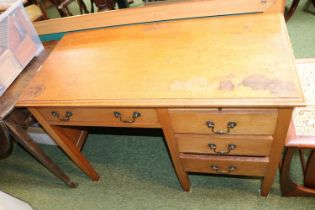 Oak Students Desk with brass drop handles