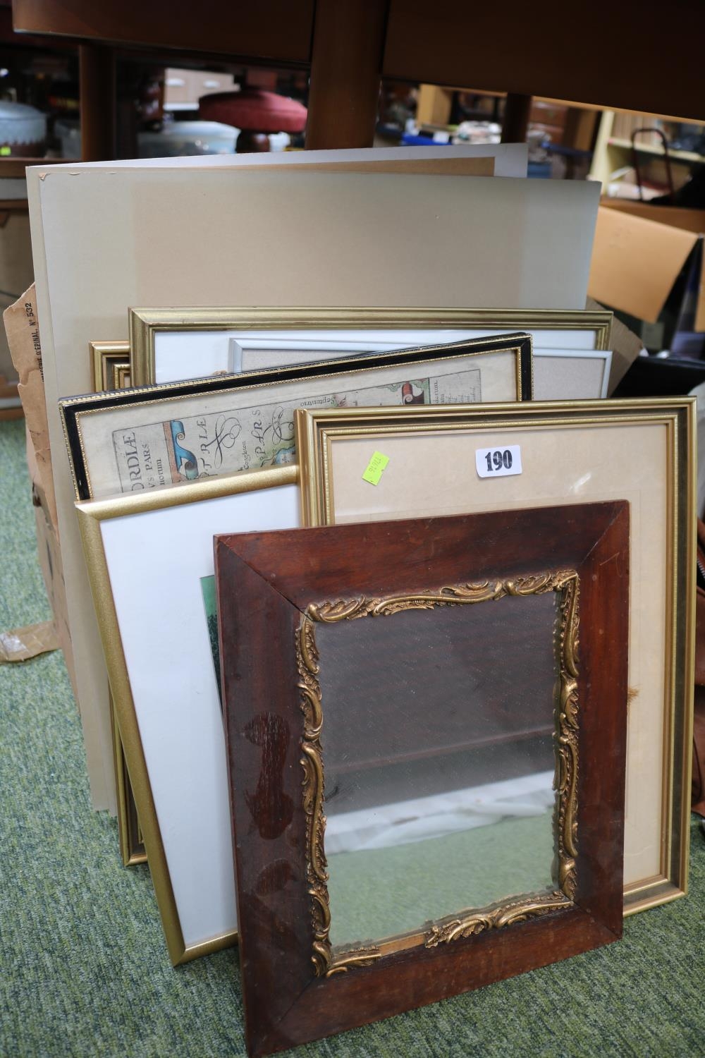 Collection of 19thC and later Engravings and pictures and a Walnut and gilt framed Mirror