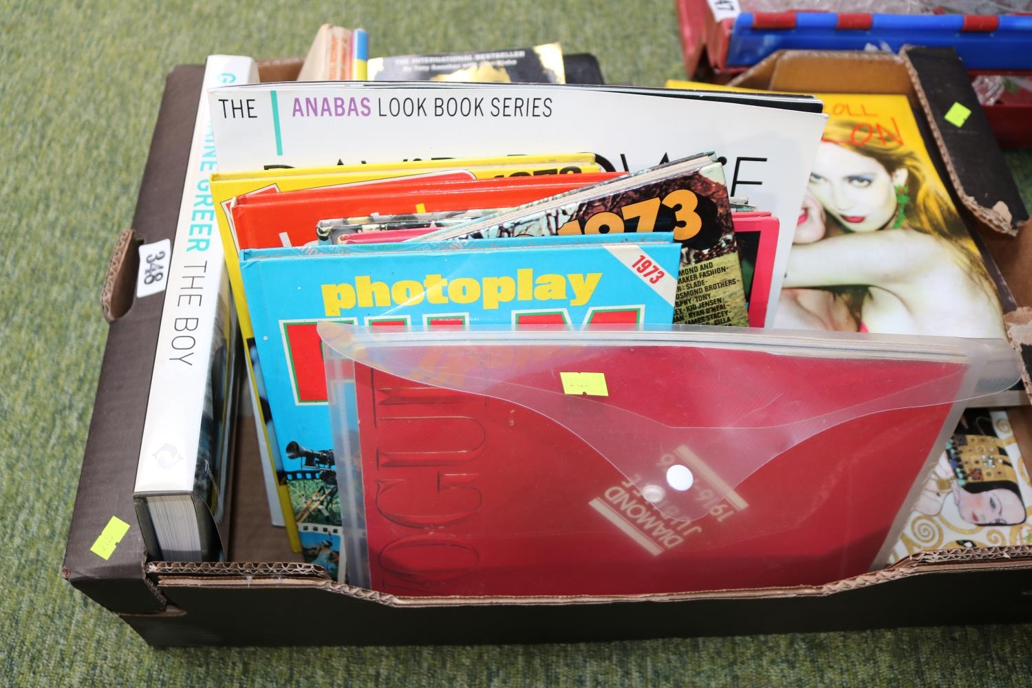 Box of assorted Vintage 1960s & 70s pop culture books top include Germaine Greer, rolling stones etc - Image 2 of 2