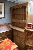20thC Pine Farmhouse Dresser of 2 drawers and cupboard base