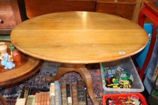 Late 19thC Oval Tilt Top Pine table on Tripod base
