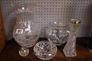 Waterford Crystal Bowl, Royal Brierley Floral decorated vase and assorted glassware