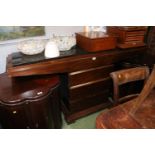 20thC Marble topped hall table / Buffet table with 3 drawers