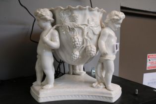 Copeland Spode Blanc de chine jardinière supported with cherubs and Hops 21cm in Height with