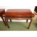 Good quality Mahogany Aesthetics movement Card table with carved front over Asian influenced legs