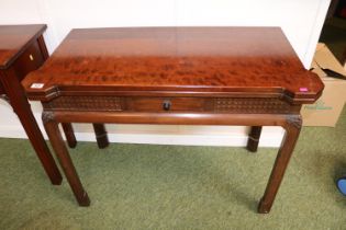 Good quality Mahogany Aesthetics movement Card table with carved front over Asian influenced legs