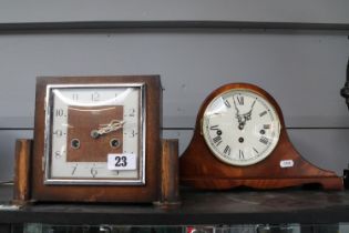 Comitti of London Napoleons hat mantel clock and a Smiths Enfield oak cased clock