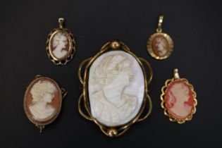 Collection of 9ct and other Opal Cameos and Pendants