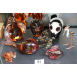 Collection of Amber Glass Wedgwood and other Animal paperweights and figures