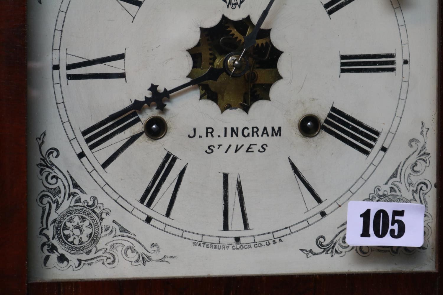 J R Ingram of St Ives American Walnut cased wall clock - Image 2 of 2