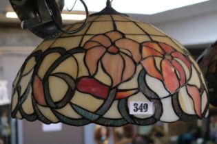 Large Leaded coloured glass ceiling shade 41cm in Diameter