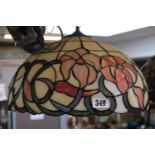 Large Leaded coloured glass ceiling shade 41cm in Diameter