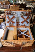Cane Picnic Basket with contents