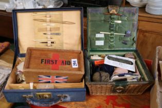 Vintage First Aid Kit and 2 cases of sewing items