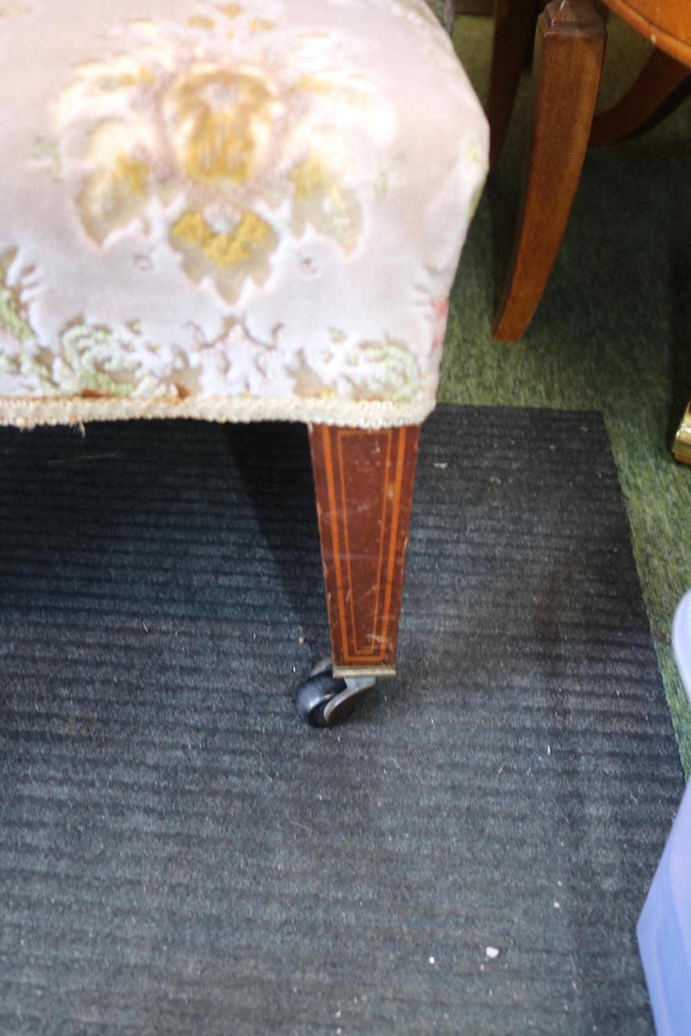 Pair of Edwardian Upholstered Tall backed Chairs with Inlaid tapering legs - Image 2 of 2