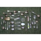 Collection of assorted 19thC and later Silver Flatware to include Nut Picker, Berry spoon Anchovy