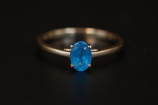 Ladies 9ct Gold Apatite facetted claw set ring Size L. 1.4g total weight