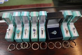 Collection of assorted Silver and other stone set rings
