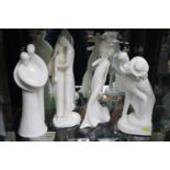 Set of 4 Royal Doulton Blanc de chine figures Family, Wedding Day, Carefree & Over the Thresh hold