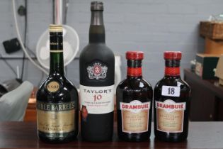 2 Bottles of Drambuie Scotch Whisky 50cl, Bottle of Taylors 10 Year old Tawny Port and a bottle of