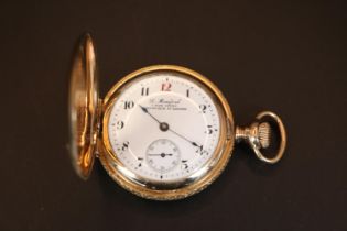 L Mumford of Fenchurch with Waltham movement stamped 14K with Diamond set case 37g total weight