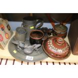Collection of assorted Bygones to include Pair of Pewter Frog Salts, Studio Pottery etc