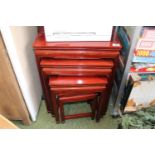 Nest of 3 Cherrywood Chinese side tables