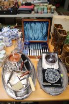 Collection of assorted Silver plated tableware to include Bone handled brightly cut canteen of
