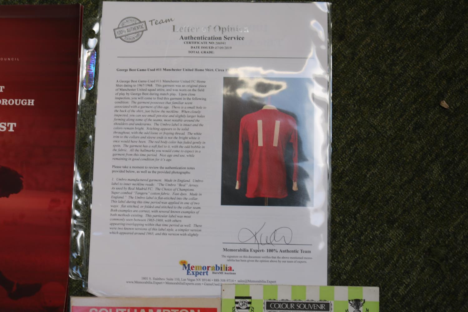 GEORGE BEST 1967/68 MATCH WORN #11 MANCHESTER UNITED HOME JERSEY WITH MEMORABILIA This incredible - Image 10 of 11