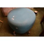 20thC Sputnik design Turquoise upholstered Footstool on Chrome supports