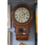 19thC Walnut circular wall clock by A Bell of Wisbech