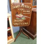 19thC Tilt top table with hand painted James Purdey & Sons Bespoke Shotguns