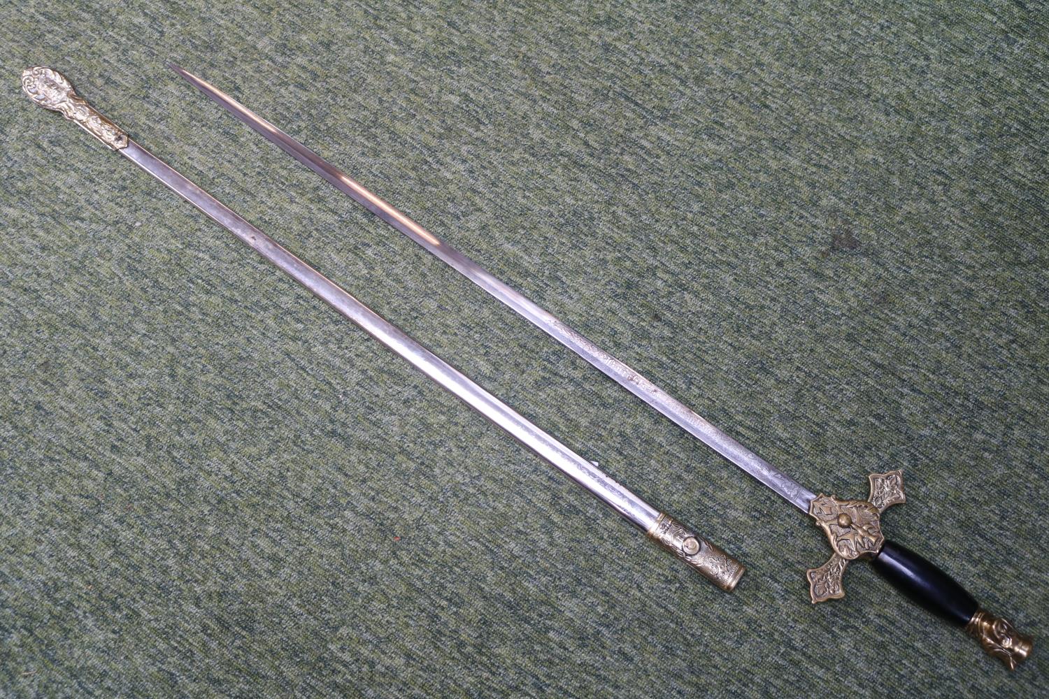 Knights of Columbus Masonic Sword with Sheath 94cm in Length