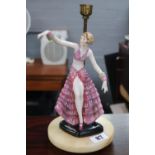 Art Deco Fasold & Stuch Bock Wallendorf German porcelain figurine mounted on Onyx Lamp base with