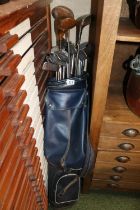 Bryant Golf Bag containing Vintage Golf Clubs inc Mitre Brand for Newmarket Links Golf Club c1930,