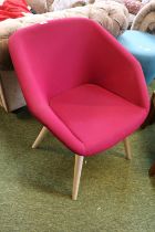Pink upholstered chair by Torasen