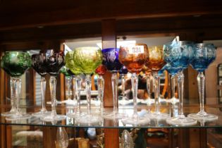 Set of 12 Good quality Bohemian Crystal hock glasses