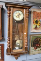 Late 19thC Walnut cased wall clock with numeral dial
