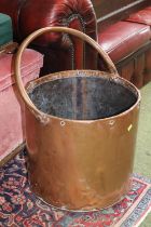 Large 20th century brass copper fireside bucket