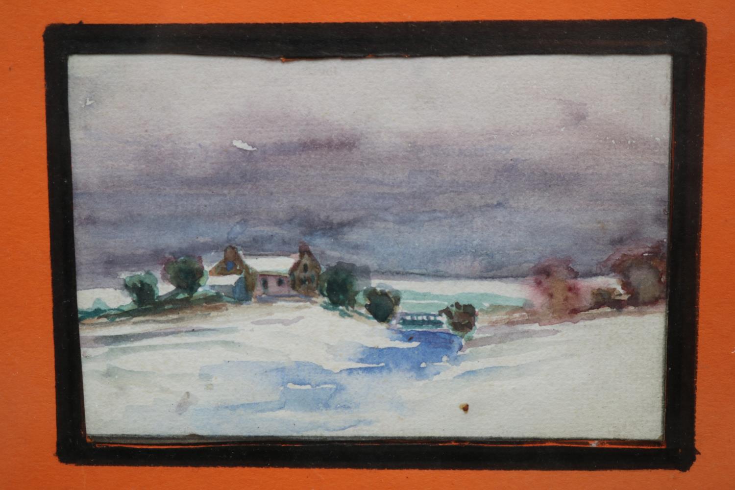 Small Continental watercolour of a winter countryside scene reputedly by Adolf Hitler 1889 – 1945