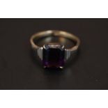 Ladies 9ct Gold Amethyst Square cut ring Size L. 2.2g total weight