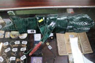 Green Leather Crocodile Skin with import tag