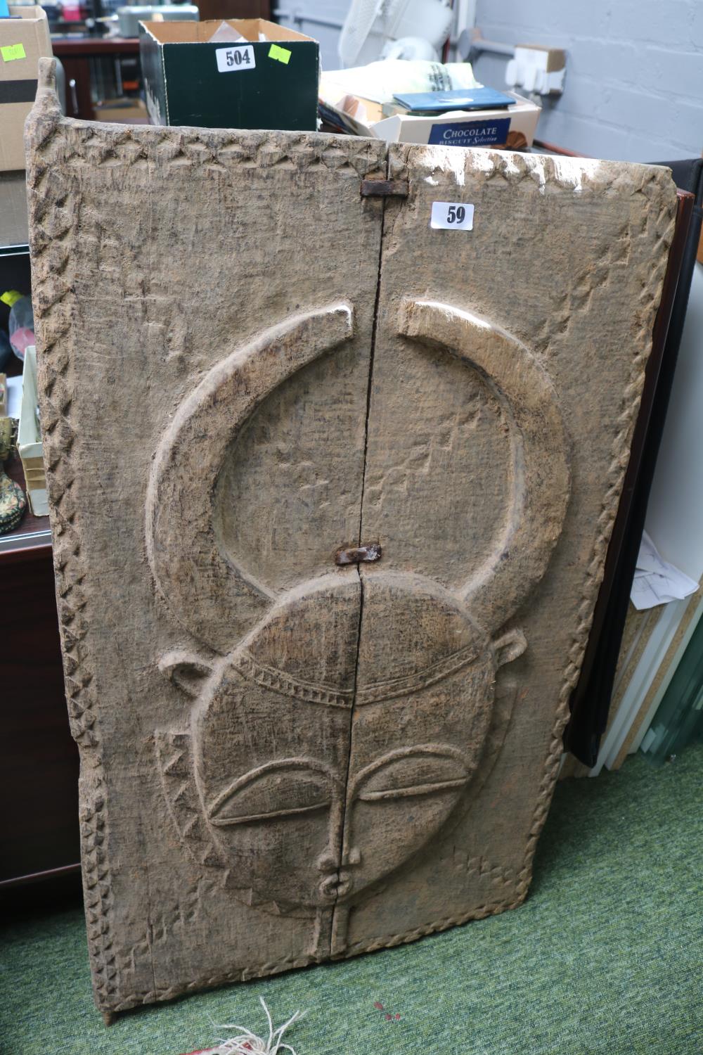 Collection of 4 African Baule door carvings possibly Ivory coast - Shrine doors largest 100cm in - Image 2 of 5